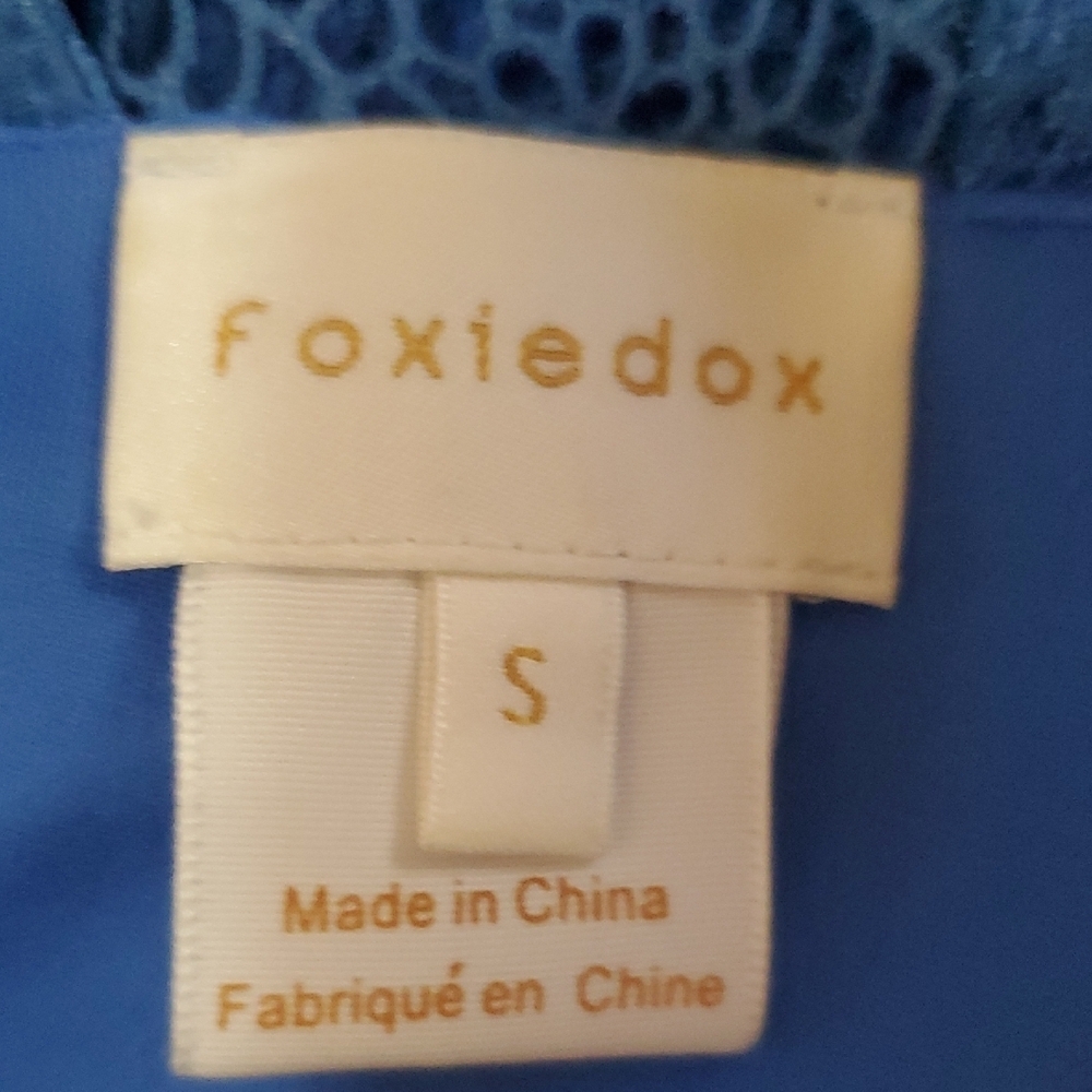 FOXIEDOX Blue Lace Open Back Mini Dress Size S - Picture 10 of 13